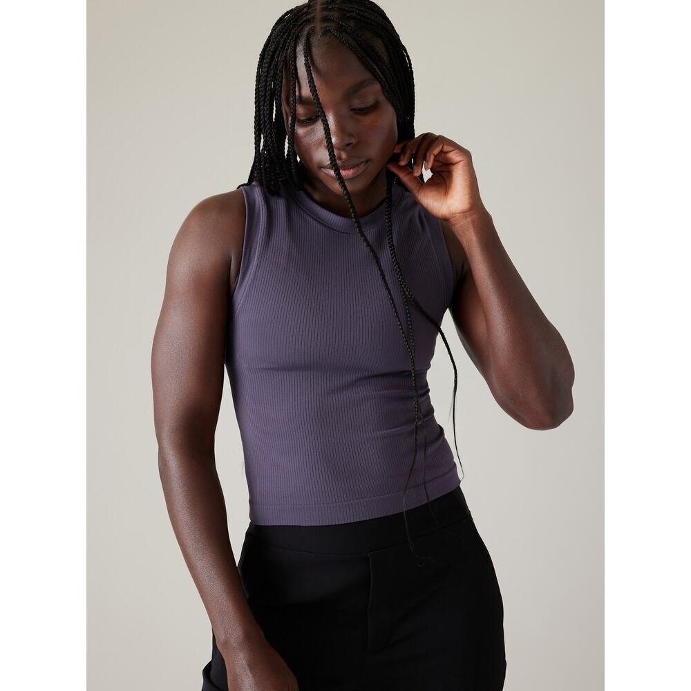NWOT Athleta Smealess Ribbed Muscle Tank Dark Purple Size XXS